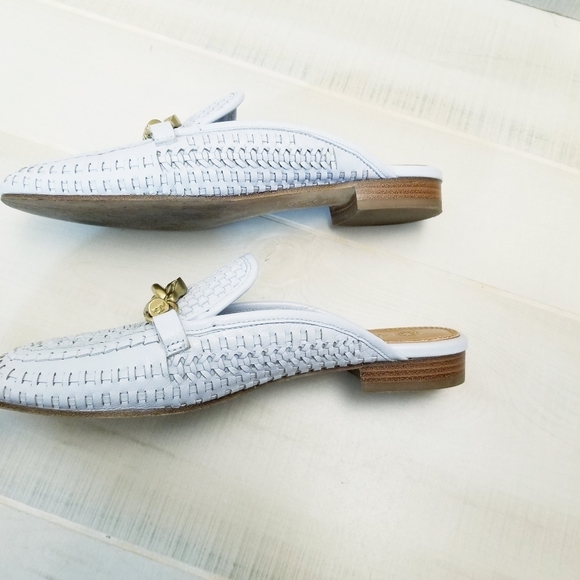 {6M} Tory Burch Jessa Woven Backless Loafer Icy Blue - Picture 7 of 15